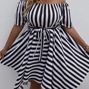 Stripped off the shoulder dress